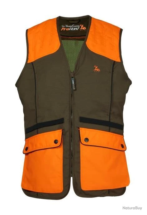 GILET DE CHASSE PROHUNT GROUSE KAKI ORANGE 1 GILET DE CHASSE PROHUNT GROUSE KAKI ORANGE