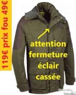 VESTE SNIPER VERNEY-CARRON KAKI "ATTENTION DEFAUT" Fermeture éclair Cassée XL LVVE100XL