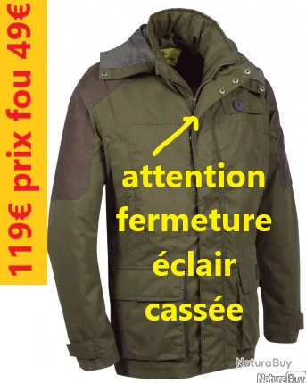 VESTE SNIPER VERNEY-CARRON KAKI "ATTENTION DEFAUT" Fermeture éclair Cassée XL LVVE100XL 1 VESTE SNIPER VERNEY-CARRON KAKI "ATTENTION DEFAUT" Fermeture éclair Cassée XL LVVE100XL